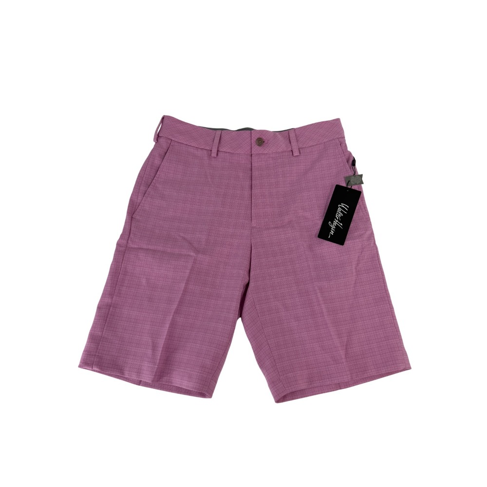 Walter Hagen Perfect 11 Tonal Plaid Shorts Shirt Pink Cream White Size 30 10" IN